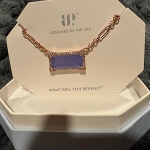 Rose Gold Lavender Rectangle Pendant Necklace by BP